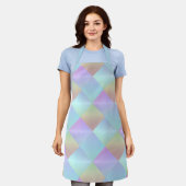 Roze Blauw Paarse vierkanten all-over print Schort (Gedragen)