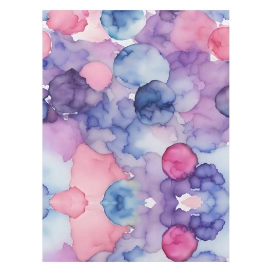 Roze Blauw Paarse Watercolo Fusion splash art Tafelkleed (Voorkant)