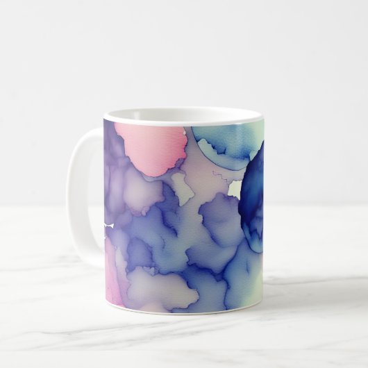 Roze Blauw Paarse Waterverf verf Fusion Koffiemok (Voorkant links)