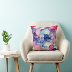 Roze Blauw Paarse Waterverf verf Fusion Kussen