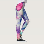 Roze Blauw Paarse Waterverf verf Fusion Leggings (Rechts)