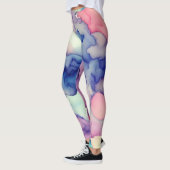 Roze Blauw Paarse Waterverf verf Fusion Leggings (Links)