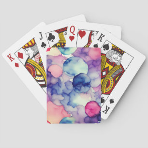 Roze Blauw Paarse Waterverf verf Fusion Pokerkaarten