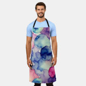 Roze Blauw Paarse Waterverf verf Fusion Schort (Gedragen)