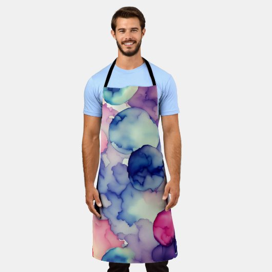 Roze Blauw Paarse Waterverf verf Fusion Schort (Gedragen)