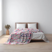 Roze & Blauw Parijs Patroon Monogram Fleece Deken