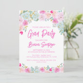 Roze Blauw Perzik Paars Afstudeerfeest Kaart (Staand voorkant)