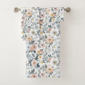 Roze Blauw Perzik Pastel Waterverf Bloemencadeau Bad Handdoek (Insitu)