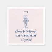 Roze & Blauw Proost op 30 jaar Verjaardag Servette Servet (Voorkant)