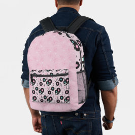 ROZE & BLAUW RETRO 50'S THEMA VINYL ALBUMS BEDRUKTE RUGZAK