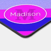 Roze blauw retro geometrische lijnen Monogram Bureaumat (Hoek)