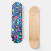 Roze Blauw Retro Y2K Checker Design Skateboard (Voorkant)
