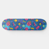 Roze Blauw Retro Y2K Checker Design Skateboard (Horizontaal)
