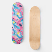 Roze Blauw Retro Y2K Uniek Ontwerp Skateboard (Voorkant)