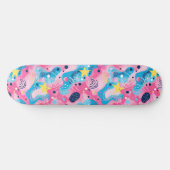 Roze Blauw Retro Y2K Uniek Ontwerp Skateboard (Horizontaal)
