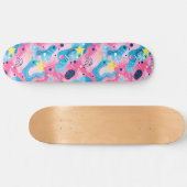 Roze Blauw Retro Y2K Uniek Ontwerp Skateboard (Horizontaal)