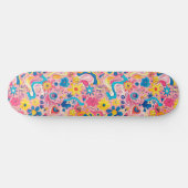 Roze Blauw Retro Y2K Uniek Ontwerp Skateboard (Horizontaal)