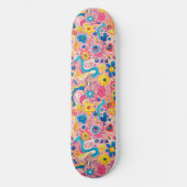 Roze Blauw Retro Y2K Uniek Ontwerp Skateboard (Voorkant)