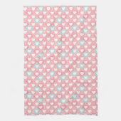 Roze Blauw Romantisch Liefde Hart Patroon | VALENT Theedoek (Verticaal)