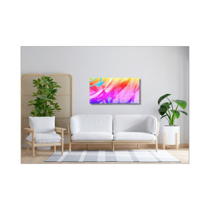 Roze Blauw Rood Modern Stretched Canvasprint Canvas Afdruk