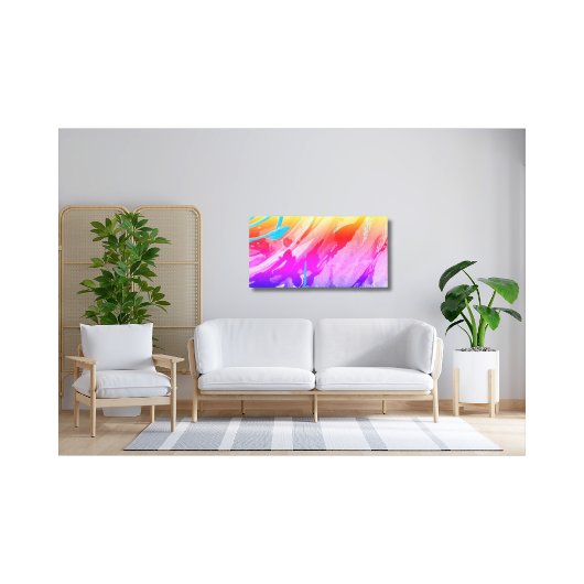 Roze Blauw Rood Modern Stretched Canvasprint Canvas Afdruk
