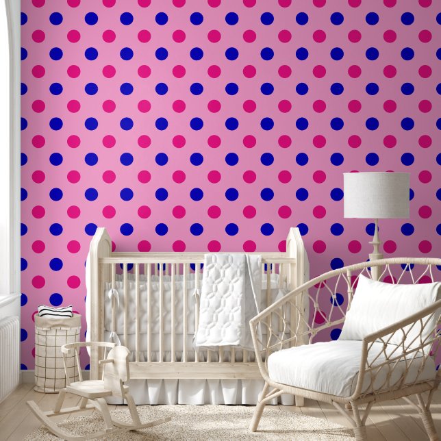 Roze Blauw Roze Stippenpatroon Behang (Kinderen)