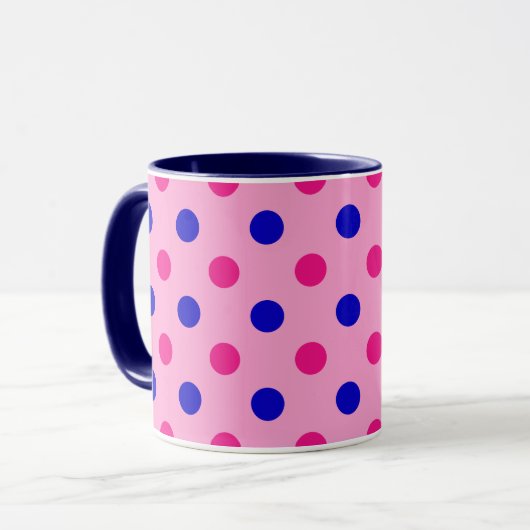 Roze Blauw Roze Stippenpatroon Mok (Voorkant links)