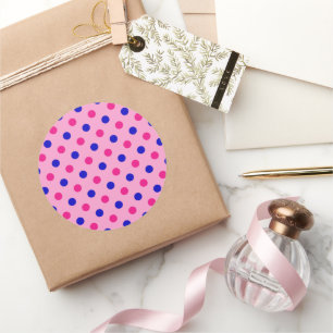 Roze Blauw Roze Stippenpatroon Ronde Sticker