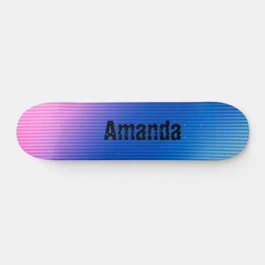 Roze blauw , roze , strepen , ombre persoonlijk skateboard (Horizontaal)