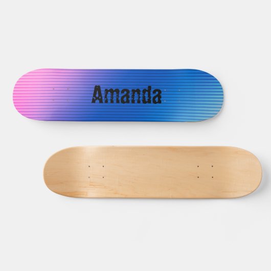 Roze blauw , roze , strepen , ombre persoonlijk skateboard (Horizontaal)
