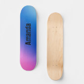 Roze blauw , roze , strepen , ombre persoonlijk skateboard (Voorkant)