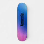 Roze blauw , roze , strepen , ombre persoonlijk skateboard (Voorkant)