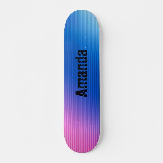 Roze blauw , roze , strepen , ombre persoonlijk skateboard (Voorkant)