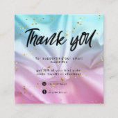 Roze Blauw Satijn Glitter Business Dank u kaart Vierkante Visitekaartje (Voorkant)