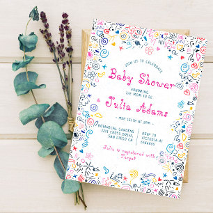 Roze Blauw Schattig lief Doodle Grappig Speelgoed Kaart