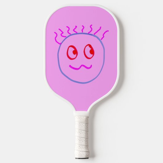 Roze Blauw Schattige Gezicht Pickleball Paddle (Voorkant)