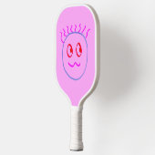 Roze Blauw Schattige Gezicht Pickleball Paddle (Links)