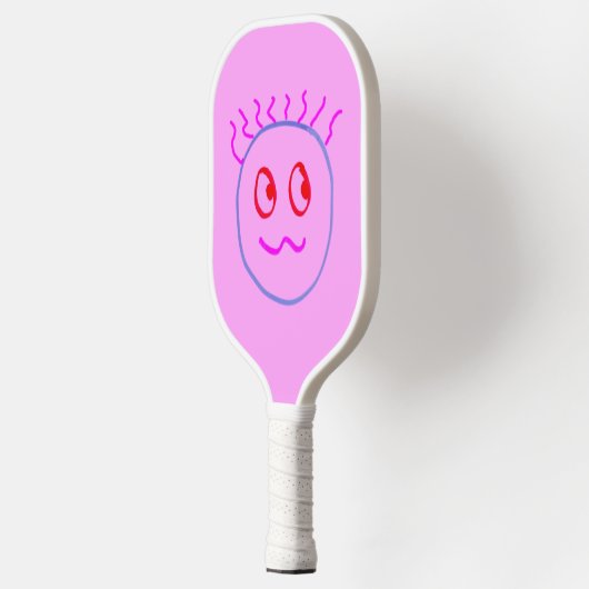 Roze Blauw Schattige Gezicht Pickleball Paddle (Links)