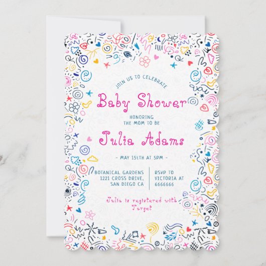 Roze Blauw Schattige mooie Doodle Funny Speelgoed  Kaart (Voorkant)