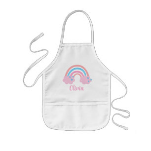 Roze Blauw Schattige Regenboog Harten Kinder Schort
