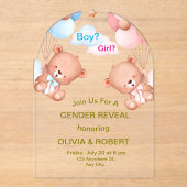 Roze Blauw Schattigee Waterverf Geslacht Reveal In Acryl Uitnodigingen (Voorkant)