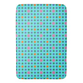 Roze blauw Sinaasappel op Turquoise Quirky Polka D Badmat (Voorkant Verticaal)
