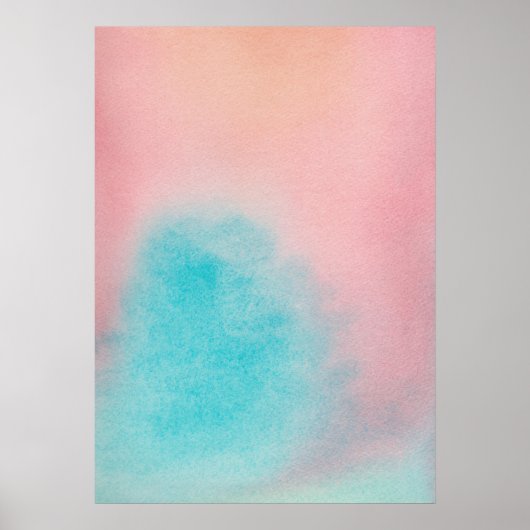 Roze Blauw Sky Abstract Aquarel Print (Voorkant)