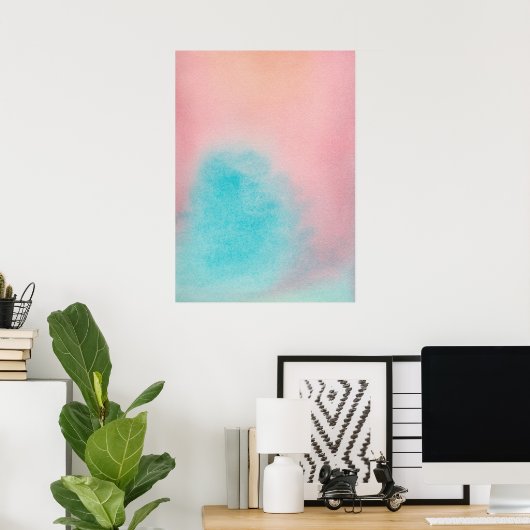 Roze Blauw Sky Abstract Aquarel Print (Thuiskantoor)