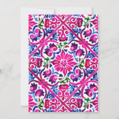 Roze blauw Spaans Talavera tegels bruiloft Save The Date (Achterkant)