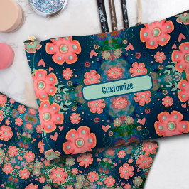 Roze Blauw Stijlvol Bloemen Patroon Accessoire Tas