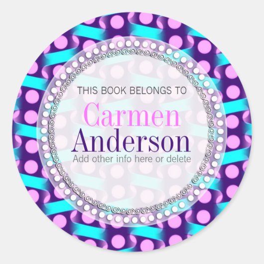 Roze Blauw Stippenpatroon Cadeau Boek label Sticke (Voorkant)