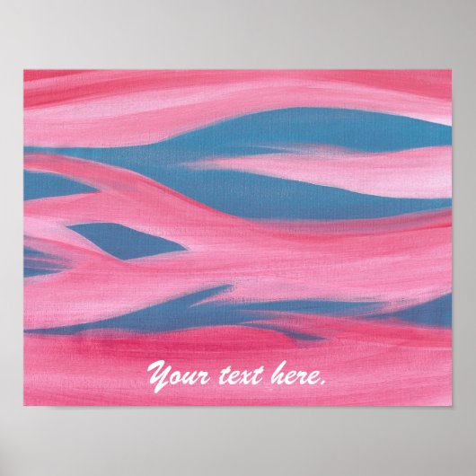Roze Blauw Sunset Schilderij Jouw tekst Posters (Voorkant)