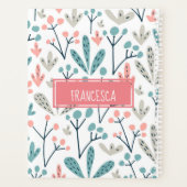 Roze Blauw Tan Abstract Bloempatroon Monogram Planner (Achterkant)