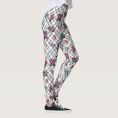 Roze Blauw Tattoo Rozen Vlinders Plaid Leggings (Rechts)